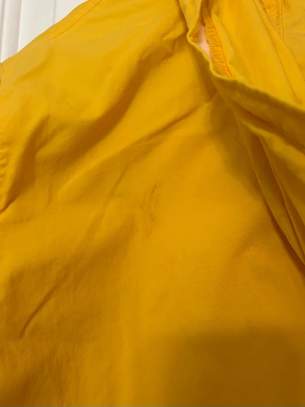 J. Crew Yellow Hooded Utility Anorak Raincoat Drawstring Jacket size Medium P